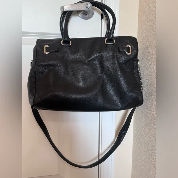 Michael Kors Black and Silver Satchel with Classic Design